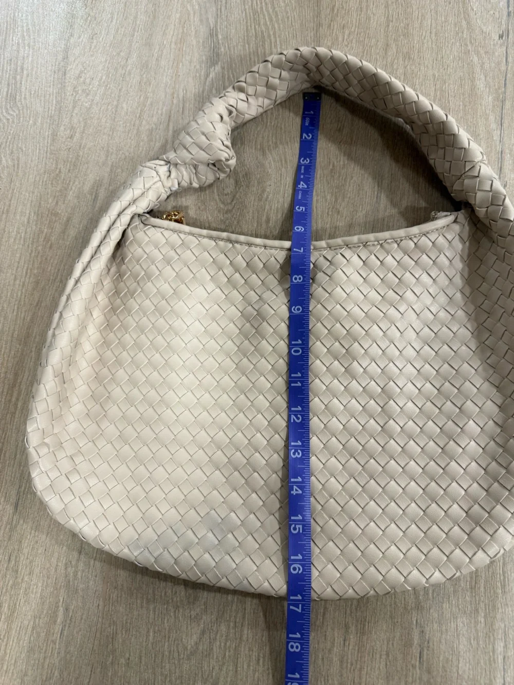 Anthropologie Melie Bianco Brigitte Woven Faux Leather Hobo Satchel Ivory Beige